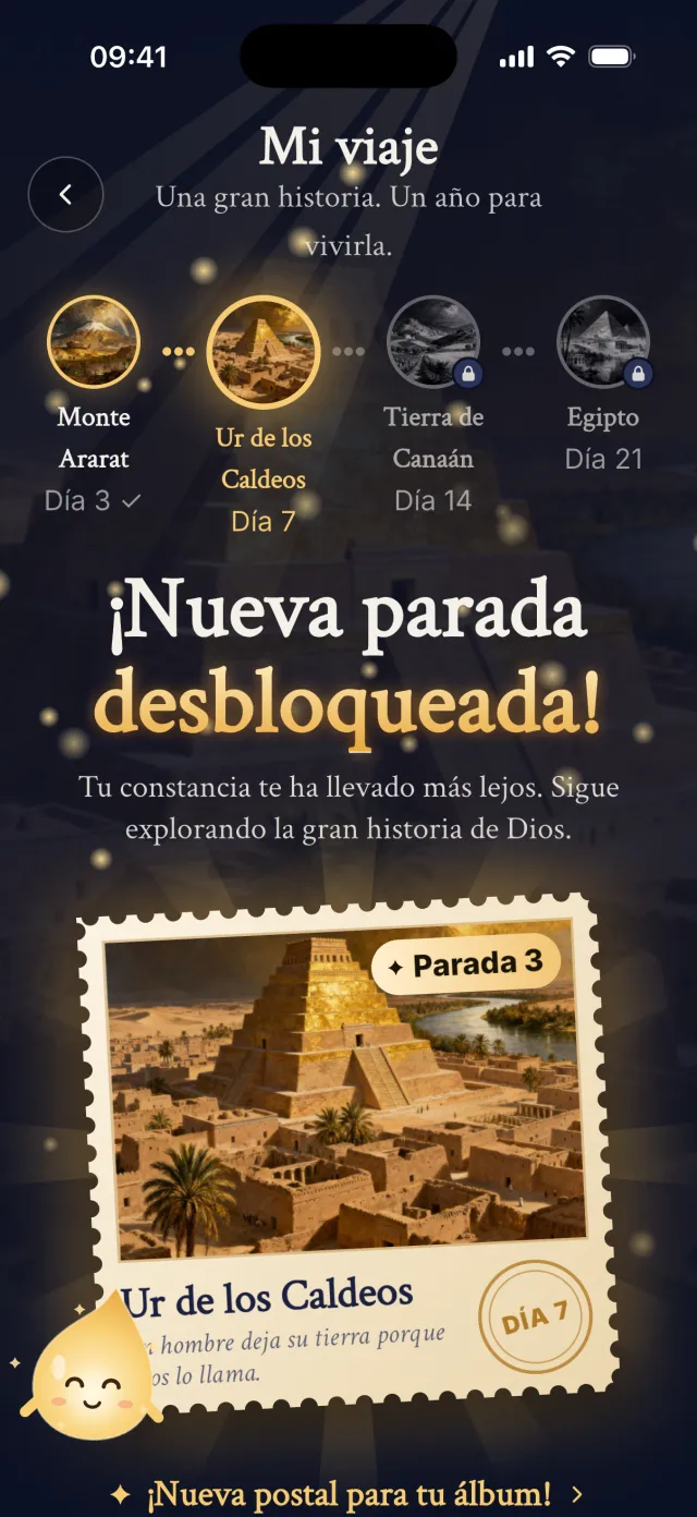 La postal de una parada nueva desbloqueada